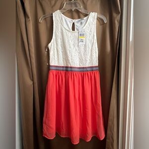 Speechless Coral and White Lace Dress